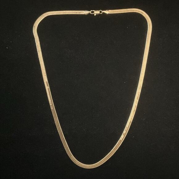 NEW 18in 14k/ Sterling Silver 4mm Solid HERRINGBONE Necklace 9.5g - Picture 6 of 7